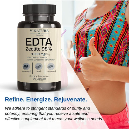 EDTA Capsules - 1500mg per serv, USA Made & Tested, Liver Support - Edta Calcium Disodium, Kale Extract - 90 Capsules 45 Servings...