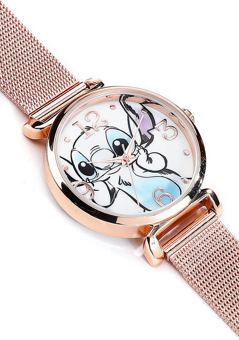 Accutime Women's Disney Lilo & Stitch Blue Gradient Analog Quartz Wrist Watch with Small Face, Gold Accents for Women, Adult (Model: LAS8004AZ)...