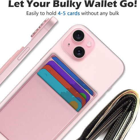 imluckies Magnetic Wallet for iPhone Magsafe, Double Stretchy Fabric Pocket Wallet, Magnet Credit ID Card Wallet Holder for iPhone 15 Pro Max / 15...