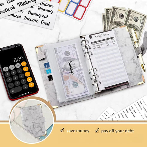 Budget Book with Cash envelopes Budget Binder with Zipper Cash Envelopes & Expense Sheets for Budgeting and Saving Money, Money Organizer for Cash...