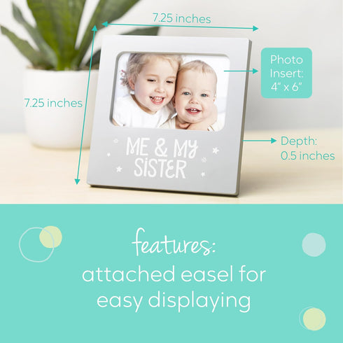 tiny ideas Me and My Sister Picture Frame, Baby Keepsake Frame, Sibling Gifts for Sisters, Brothers, Birthday, Shower, Baptism, Newborn Nursery De...