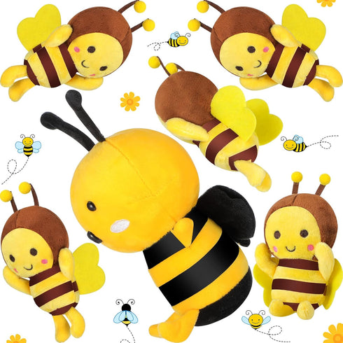 Jerify 6 Pieces Bee Plush Bee Stuffed Animal, Bees Plush with Yellow Toy, Cuddly Large Soft Bee Pillow 2 Sizes 7.87 Inches 4.72 Inches...