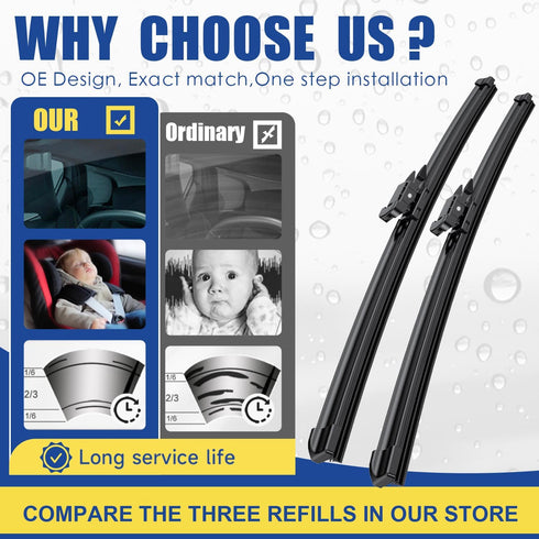 3 wipers Replacement For Ford Explorer 2011-2018 Original Equipment Front and Rear Windshield Wiper Blades Set 26"+22"+11" (Set of 3) Pinch Tab...
