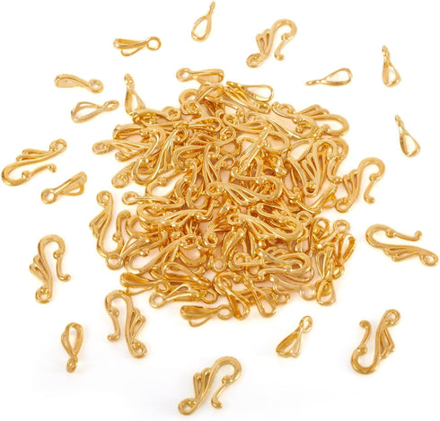 Craftdady 50 Sets Tibetan Gold S Hook Eye Toggle Clasps Metal Closure End Clasps with Bar for Bracelet Necklace Jewelry Making...