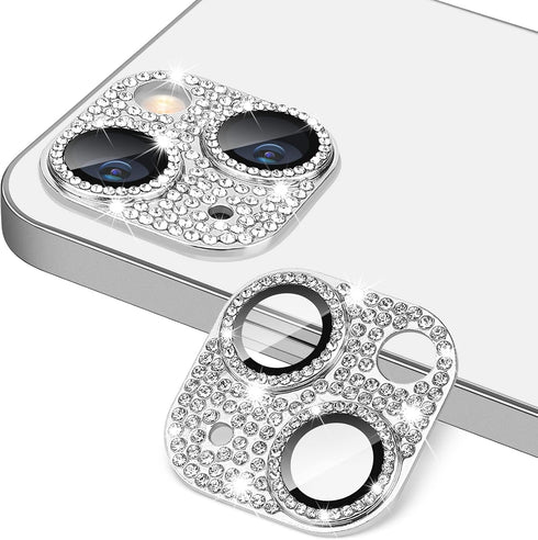 for iPhone 13 & iPhone 13 Mini Camera Lens Protector, Bling 3D Rhinestone Sparkle Diamond 9H Tempered Glass Camera Cover Anti Scratch Shockproof M...