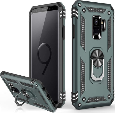 LUMARKE for Galaxy S9 Case,Pass 16ft. Drop Tested with Magnetic Ring Kickstand Compatible with Car Mount Holder,Military Grade Protective Phone Co...