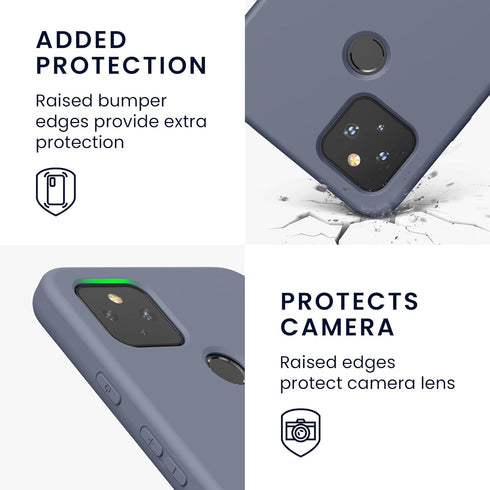 kwmobile Case Compatible with Google Pixel 4a 5G Case - Slim Protective TPU Silicone Phone Cover - Blue Grey...