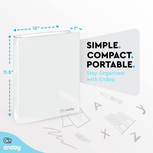 ½ Inch 3 Ring Binder .5 inch White Clear View Cover with 2 Inside Pockets, Colored School Supplies Office and Home Binders – by Enday...