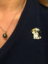 Dog Pin Jewelry White and Black Enamel with Gold Tone for Women, Girls, and Boys, Tac Lapel Bag Pin...