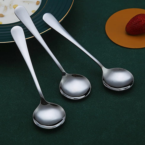 Soup Spoon of 12, Berglander 7.5" Stainless Steel Round Spoons Silverware, Table Spoon Set Sturdy Easy To Clean, Dishwasher Safe...