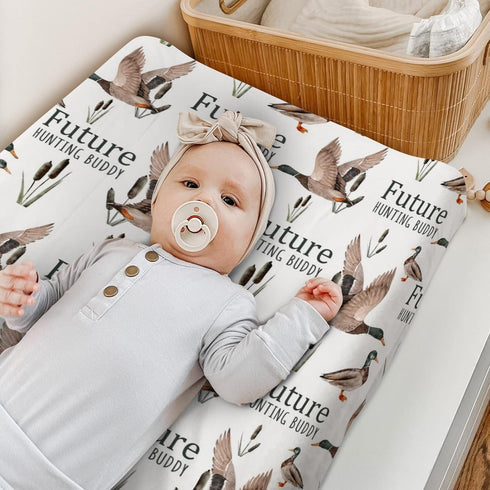Future Duck Hunting Buddy Changing Pad Cover for Baby Boy, Wild Mallard Hunter Diaper Change Table Covers, Soft Stretchy Breathable Safe Snug Fitt...