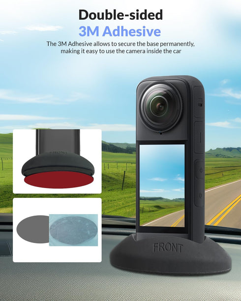 JZW-Shop Silicone Desktop Mount with Screen Protector for Insta 360 X4, Non-Slip Insta 360 X4 Stand Base, Tempered Glass Screen Protector for Inst...
