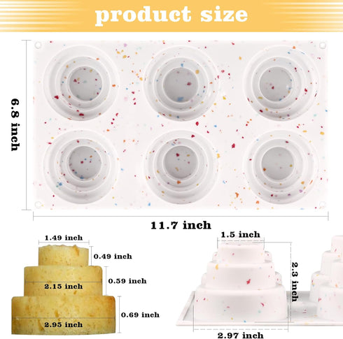 Sakolla Mini Cake Silicone Molds - 3-tiered Little Cake Baking Pans for Making Cakes, Pudding, Jelly, Chocolate, and Desserts (Set of 2)...