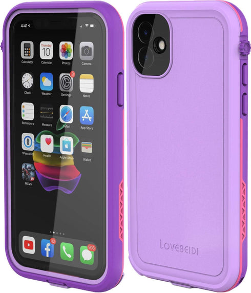 for iPhone 11 Waterproof Case 6.1 Screen Protector Underwater Shockproof Full-Body Dustproof Rugged Case for Aplle iPhone 11 (Purple Pink)...