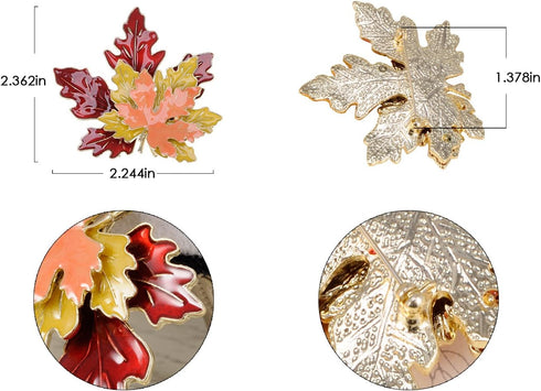 Alilang Golden Tone Metal Red Yellow Orange Enamel Maple Leaf Fashion Pin Brooch...