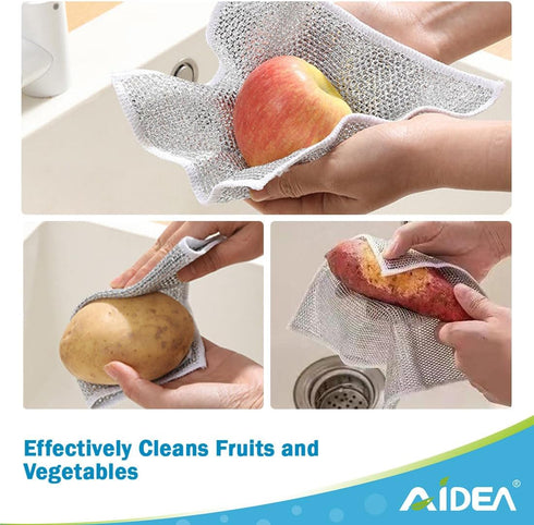 AIDEA Multipurpose Wire Dishwashing Rag for Wet and Dry, 12PK Multipurpose Cleaning Pads, Non-Scratch Wire Dishcloths for Cookware, Sinks, Dishes,...