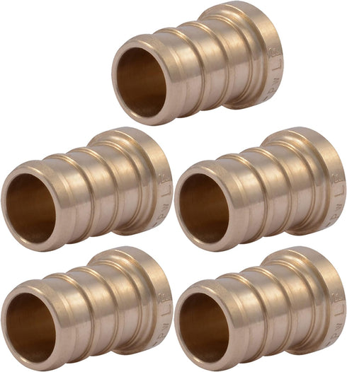 SharkBite 1/2 Inch Crimp Plug, Pack of 5, Brass Plumbing Fitting, PEX Pipe, PE-RT, UC514LFA5...