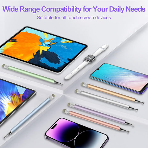 Stylus Pen for Touchscreen,2in1 High Precision Sensitivity Stylus, Suitable for iPhone/Ipad/Android Stylus for Ipad,Compatible with All Touch(Silv...