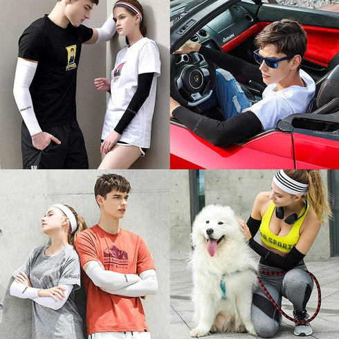 beister 3 Pairs UV Protection Cooling Arm Sleeves for Women Men, Sunblock Protective Long Arm Cover Warmer (One size fit all, 3 Pairs (Black/White...