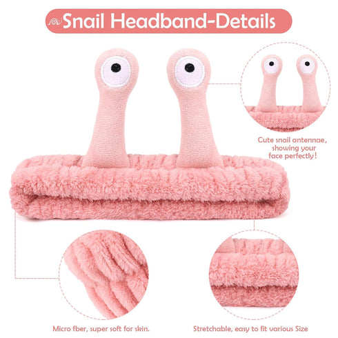 3 Pieces Snail Spa Headband and Wristband Set Makeup Headbands for Washing Face Skincare Headbands with Face Wash Wristbands Cute Head Bands for S...