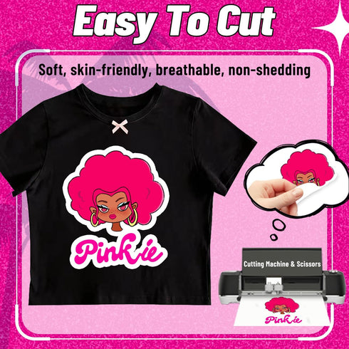 Pinkie Heat Transfer Paper for Inkjet Printer (10 Sheets,8.5x11") Printable Heat Transfer Vinyl for T-Shirts Iron On Transfers for Dark Fabrics (D...