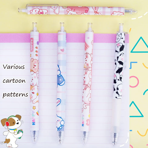 24 Pcs Cute Cow Pens Retractable Gel Pens Kawaii Bear Pens for Aesthetic Office and School Supplies...