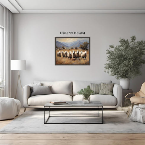 Posterizer 1 pcs- A group of sheep with a background of mountains-Art for Animal Lovers-Landscape & Nature Art- Gift for Men Women Teens-Decor fo...