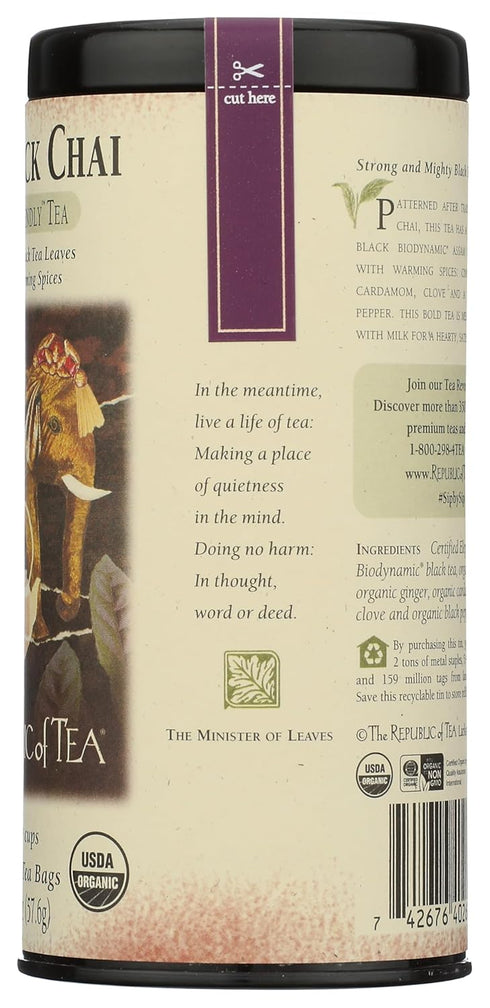 The Republic of Tea Bold Black Chai, 36 Tea Bags (Black Chai)...
