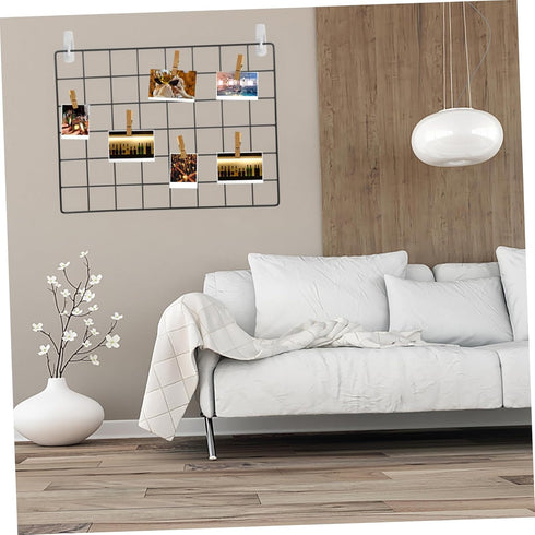 Amosfun 2pcs Shelf Iron Net Adornment Hanging Net Metal Grid Wall Panel Picture Wall Decor Photo Frame Wall Stand Grid Wall Panels Picture Wall Ha...