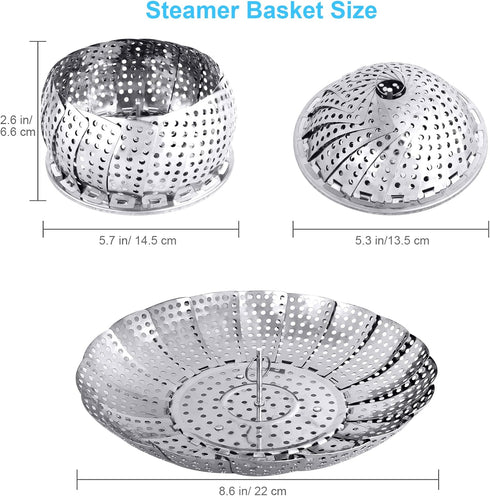 Veggie Vegetable Steamer Basket, Folding Steaming Basket, Metal Stainless Steel Steamer Basket Insert, Collapsible Steamer Baskets for Cooking Foo...