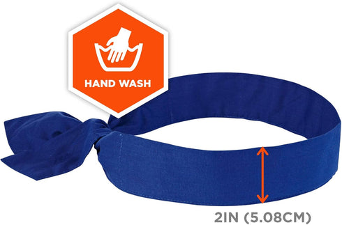Ergodyne Chill Its 6700 Cooling Bandana, Evaporative Polymer Crystals for Cooling Relief, Tie for Adjustable Fit, Blue...