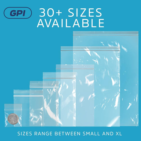 3 x 3 inches, 2Mil Clear Reclosable Zip Bags, case of 500 GPI Brand...