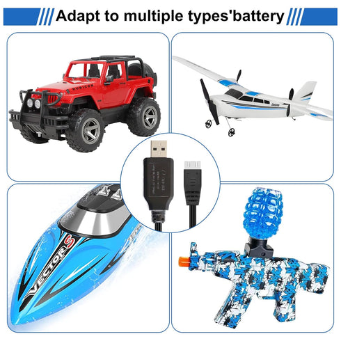 KBT KEEP BETTER TECH 2Pack 7.4V RC Car Battery USB Charger Cable, 500mA Charging Speed with LED Indicator Light Compatible XH-3P Connector,Power A...
