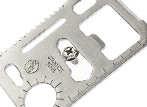 SE 11-Function Stainless Steel Survival Pocket Tool - Compact, Credit Card-Sized Multi-Tool with Leatherette Case - Ideal for Camping, Hiking, and...