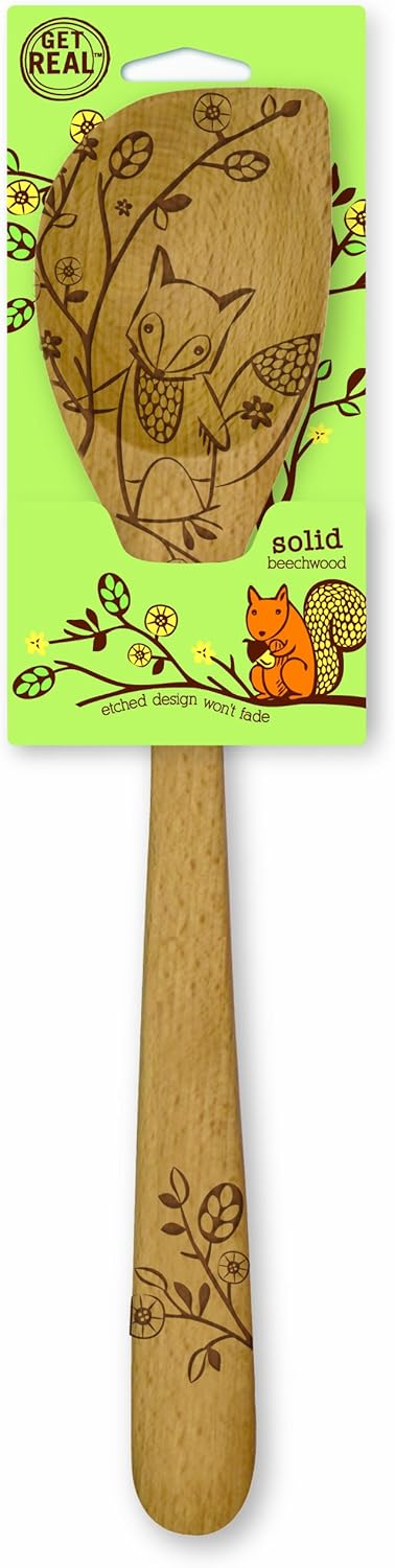 Talisman Designs Laser Etched Beechwood Corner Woodland Squirrel Design | Serving Spoon, Decorative Wooden Utensils...