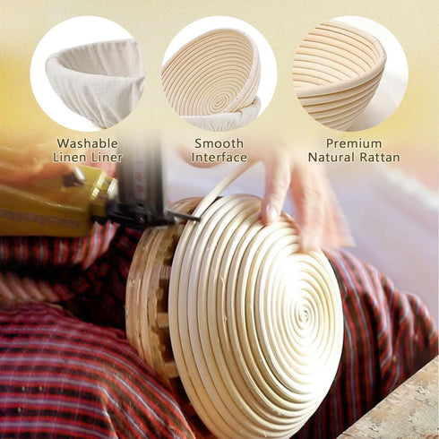 Round Bread Proofing Baskets 9 Inch with Liner Round Dough Proofing Bowls for Home Bread Making and Baking Set of 2...