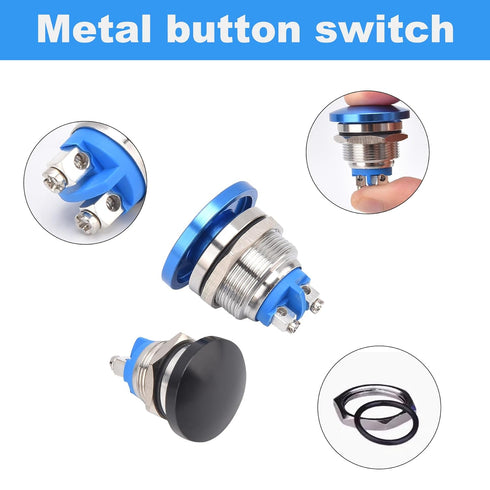 16mm Self reset Push Button Switch Metal Mushroom Head Round Start Button AC/DC 12V-250V? Domed Screw Terminal? Suitable for 0.63 '' mounting hole...