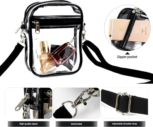 Clear Bag Stadium Approved, Clear Crossbody Purse Bag with Front Pocket for Concerts Sports Events Festivals...