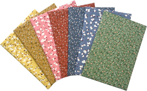 7pcs Fat Quarter Flower Fabric Bundles Quilting Cotton Craft Fabric Pre-Cut Squares Sheets for Patchwork Sewing Quilting and Crafting...