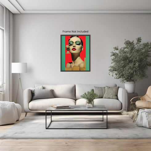 Posterizer 1 pcs-vintage woman with abstract structures collage-Retro Art-Collectibles & Fine Art-Gift for Art Lovers- UNFRAMED Wall Art...