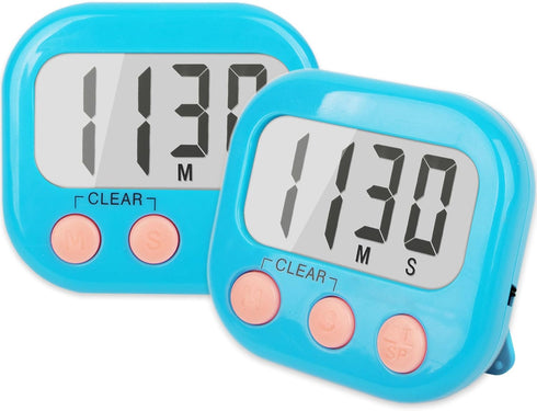 2 Pack Kitchen Timers Loud Ring Digital Timers for Cooking Magnetic Blue...