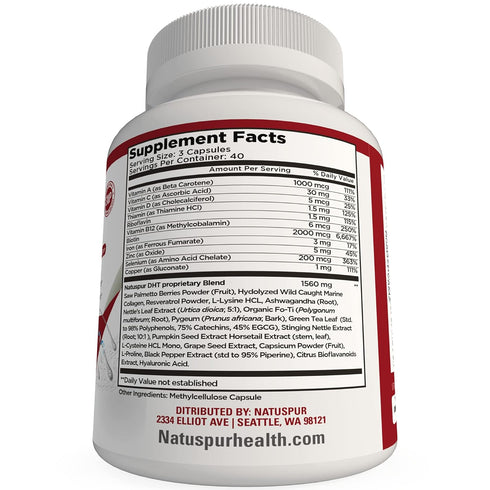 DHT Blocker Hair Growth Support Supplement, with Organic Saw Palmetto, Green Tea Extract, Biotin & Collagen for Hair Loss & Boosts Hair Regrowth f...