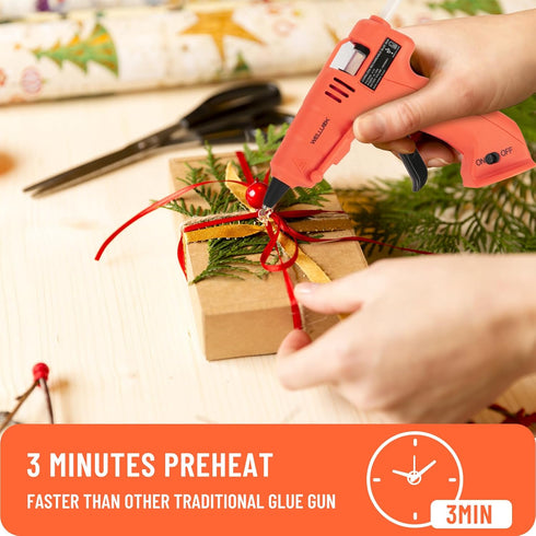 WELLUCK Cordless Hot Glue Gun, USB Rechargeable Wireless Mini Hot Melt Glue Gun with 20 Glue Sticks and USB Cable, Battery Operated Glue Gun DIY T...