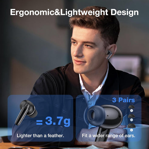 1 Hora Wireless Earbuds Bluetooth 5.3, Touch Control Headphones with Transparency Wireless Charging Case, Premium Sound in-Ear Earphones, Compatib...