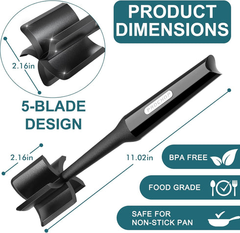 2 Pack Meat Chopper, Hamburger Chopper Masher, Heat Resistant Meat Masher Ground Meat Chopper, Meat Browning Utensil Cooking Tool...
