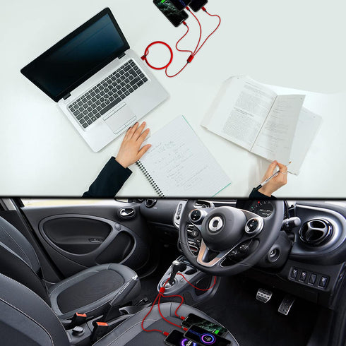 Multi 3 in 1 USB Long iPhone Charging Cable, 1.8M/5.9Ft Nylon Braided Universal Phone Charger Cord USB C/Micro USB/Lightning Connector Adapter for...