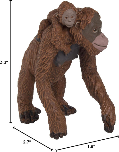 Safari Ltd. Orangutan with Baby Figurine - Lifelike 2.5" Hand-Painted Wildlife Figure - Educational Toy for Boys, Girls & Kids Ages 3+...
