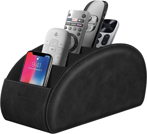 Large Remote Control Holder with 5 Compartments, KENOBEE Anti-slip Desktop Caddy Storage Organizer for Phone, Remote Controllers, Office Supplies,...