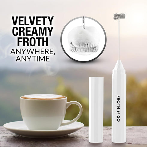 Zulay Kitchen Powerful Rechargeable Milk Frother with Case - Froth N Go Compact Handheld Foam Maker for Lattes - Travel Electric Whisk Drink Mixer...