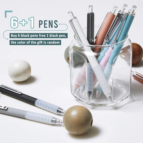 Ballpoint Pens Black Ink Retractable Pen Ball Point Pen for Journaling Writing Office Pen (6+1 count)...